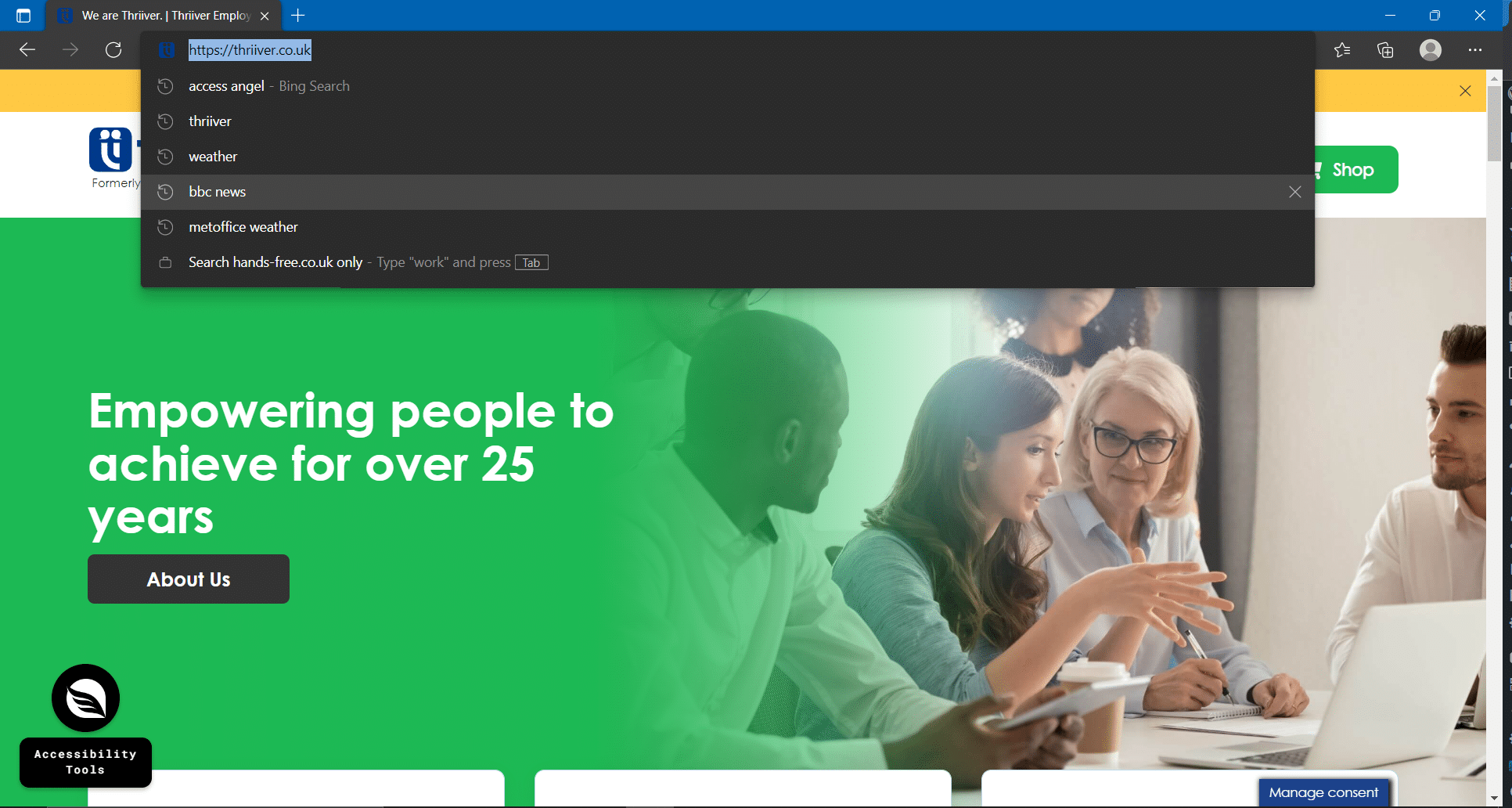 screenshot of browser page open with highlighted address bar
