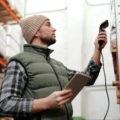 Employee using assistive technology for focused work